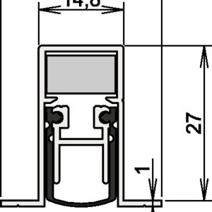 Türdichtung Schall-Ex® DUO L-15/28 OS 1-404 2-seitig Länge 708 mm - Aluminium silberfarben eloxiert grau Holztüren links/rechts ATHMER Schall-Ex® D – Bild 1