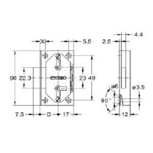 Einlasschloss Junie 649 60 mm hochre/li/ladig - 25 mm Dorn – Bild 2