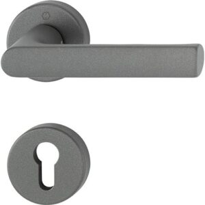Rosettengarnitur - Rosettengrt.Hamburg 1700/42KB/42KBS Alu.F7302 Struktur PZ DIN L/R D/D HOPPE – Bild 1