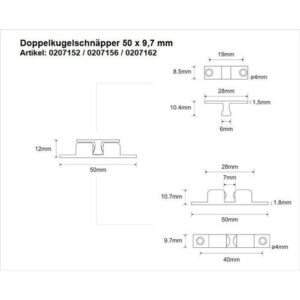 Doppelkugelschnäpper - Doppelkugelschnäpper MS blk 50mm Kugeln u.Federn a.STA M-Beschläge – Bild 3