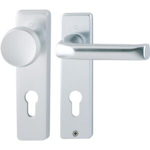 Kurzschildgarnitur - Kurzschildgarnitur London 54/227K/202KP/AP/113 Alu.F1 PZ eck.Wechselgrt.HOPPE – Bild 1