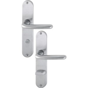 Langschildgarnitur - Langschildgarnitur Cardiff E1850Z/302 VA F69 SK/OL 78mm DIN L/R HOPPE – Bild 1