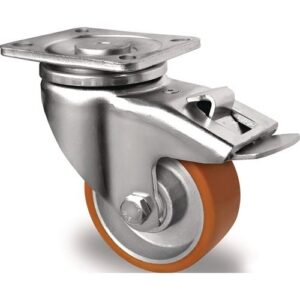 Tecwerk Lenkrolle - Lenkrolle D.80mm Trgf.180kg m.Festst.PU Platte L100xB85mm Rl.braun TECWERK – Bild 1