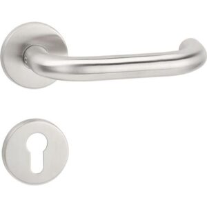 Drückergarnitur - Drückergrt.Basic 01 VA 60 VA ma U-Form PZ DIN L/R fl.D/K 30 TECWERK – Bild 1