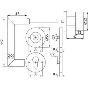 Tecwerk Feuerschutzgarnitur - FS-Garnitur NW-443-2 VA 60 D/K TS 40-58mm PZ rd.DIN L/R TECWERK – Bild 1
