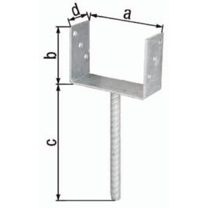 U-Pfostenträger - U-Pfostenträger ETA-10/0210 81x100x200x60mm TZN m.Betonanker a.Riffelstahl GAH – Bild 1