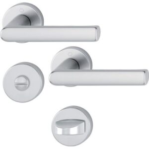 Rosettengarnitur - Rosettengrt.Hamburg 1700/42KB/42KBS Alu.F1 SK/OL DIN L/R HOPPE – Bild 1