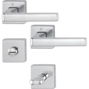 Rosettengarnitur - Rosettengrt.Dublin 1124/843KV/843KVS Alu.F249 eck.SK/OL DIN L/R D/D HOPPE – Bild 1