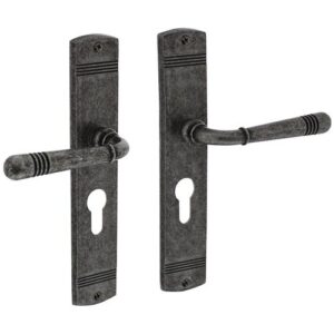 Langschildschildgarnitur - Langschildschildgarnitur Helena Zamak F77 Grau PZ 72mm DIN L/R INTERSTEEL – Bild 1