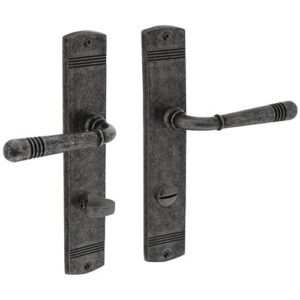 Langschildschildgarnitur - Langschildschildgarnitur Helena Zamak F77 Grau WC 72mm DIN L/R INTERSTEEL – Bild 1