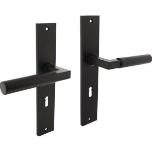 Langschildschildgarnitur - Langschildschildgarnitur Baustil Zamak F71 schwarz BB 72mm DIN L/R INTERSTEEL – Bild 1