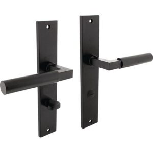 Langschildschildgarnitur - Langschildschildgarnitur Baustil Zamak F71 schwarz WC 72mm DIN L/R INTERSTEEL – Bild 1