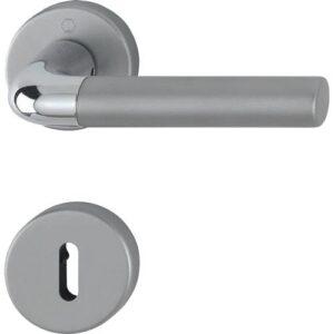 Rosettengarnitur - Rosettengrt.Bremen 1505/42KV/42KVS Alu.F49/F9-2 rd.OB DIN L/R D/D HOPPE – Bild 1