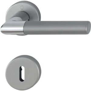 Rosettengarnitur - Rosettengrt.Lecce 1405/42KV/42KVS Alu.F49/F9-2 rd.OB DIN L/R D/D HOPPE – Bild 1