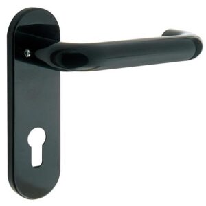 NW Hoppe Feuerschutzgarnitur Paris Drücker/Drücker Schild - schwarz FS-K138F/353K Ku.F9005 D/D TS 40-65mm PZ rd DIN L/R HOPPE – Bild 1