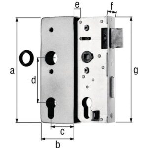 Schlosskasten - Schlosskasten DIN L/R Maß A170xB60xC40mm Maß E 30mm Dornm.40mm GAH – Bild 1
