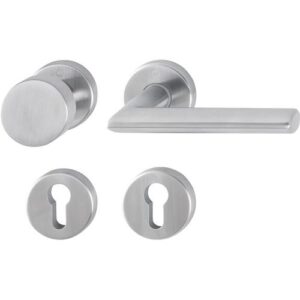 Rosettengarnitur - Rosettengrt.Stock.1140/42KV/42KVS Alu.F1 rd.OB DIN L/R D/D HOPPE – Bild 1