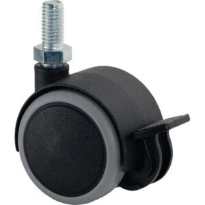 Kunststoffdoppelrolle mit Feststeller - Kunststoffdoppelrolle m.Festst.D.50mm Trgf.50kg M10x20 Ku.grau BS ROLLEN – Bild 1