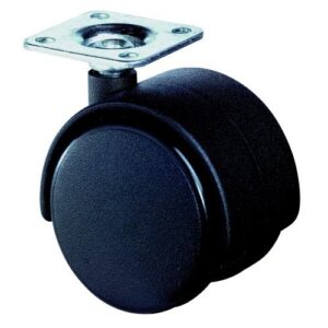 Kunststoffdoppelrolle - Kunststoffdoppelrolle D.40mm Trgf.30kg m.Platte PA schwarz RAL 9005 BS ROLLEN – Bild 1