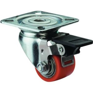 Lenkrolle mit Feststeller - Lenkrolle m.Festst.D.35mm Trgf.100kg m.Platte kompakt PU BS ROLLEN – Bild 1
