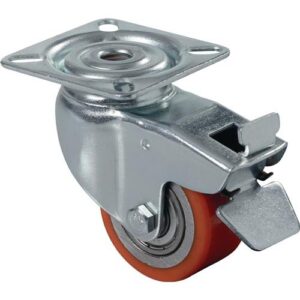 Lenkrolle mit Feststeller - Lenkrolle m.Festst.D.50mm Trgf.120kg m.Platte kompakt PU BS ROLLEN – Bild 1