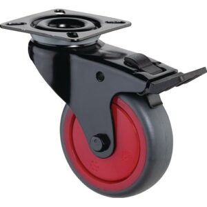 Lenkrolle mit Totalfeststeller - Lenkrolle m.Festst.D.75mm Trgf.75kg m.Platte m.Festst.Gum.grau BS ROLLEN – Bild 1