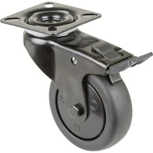 Lenkrolle mit Totalfeststeller - Lenkrolle m.Festst.D.50mm Trgf.50kg m.Platte m.Festst.Gum.schwarz BS ROLLEN – Bild 1