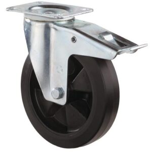 Lenkrolle mit Totalfeststeller - Lenkrolle m.Festst.D.100mm Trgf.140kg m.Festst.Elastikgummi 104x80mm BS ROLLEN – Bild 1