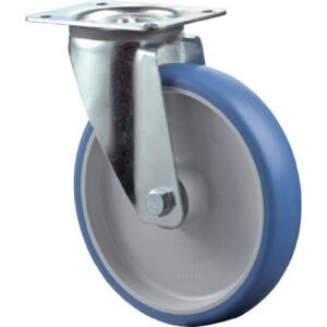 Lenkrolle - Lenkrolle D.125mm Trgf.175kg PU Platte L104xB80mm Farbe Rl.blau BS ROLLEN – Bild 1