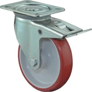 Lenkrolle - Lenkrolle D.80mm Trgf.120kg m.Festst.PU 104x80mm rot BS ROLLEN – Bild 1