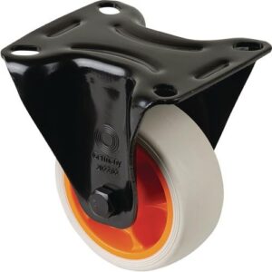 Bockrolle - Bockrolle D.80mm Trgf.100kg Gum.Platte L104xB80mm Farbe Rl.hellgrau BS ROLLEN – Bild 1