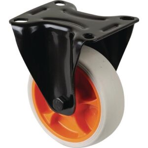 Bockrolle - Bockrolle D.100mm Trgf.110kg Gum.Platte L104xB80mm Farbe Rl.hellgrau BS ROLLEN – Bild 1