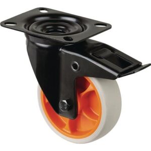 Lenkrolle mit Totalfeststeller - Lenkrolle m.Festst.D.100mm Trgf.110kg m.Festst.Gum.104x80mm hellgrau BS ROLLEN – Bild 1