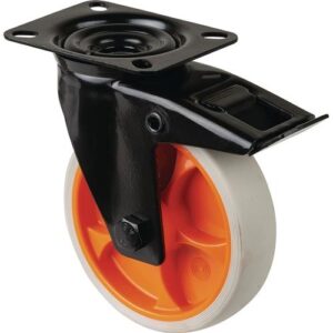 Lenkrolle mit Totalfeststeller - Lenkrolle m.Festst.D.125mm Trgf.120kg m.Festst.Gum.104x80mm hellgrau BS ROLLEN – Bild 1