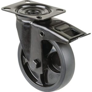 Lenkrolle mit Totalfeststeller - Lenkrolle m.Festst.D.125mm Trgf.120kg m.Festst.Gum.104x80mm schwarz BS ROLLEN – Bild 1