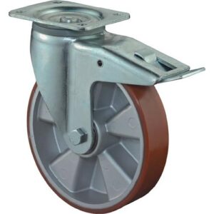 Schwerlastlenkrolle - Schwerlastlenkrolle D.250mm Trgf.1000kg m.Festst.Guß-PU 135mm 110mm BS ROLLEN – Bild 1