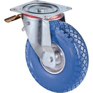 Lenkrolle mit Totalfeststeller - Lenkrolle m.Festst.D.260mm Trgf.160kg m.Platte Rollenlager PU pannensicher – Bild 1