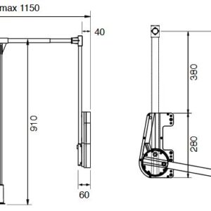 Kleiderlift 15 KG braun für Breiten 750 - 1150 mm – Bild 2