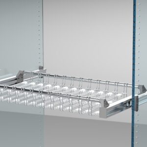 Hosenhalter verstellbar, 12 Kleiderbügel verchromt Breite 750 - 1150 mm – Bild 1