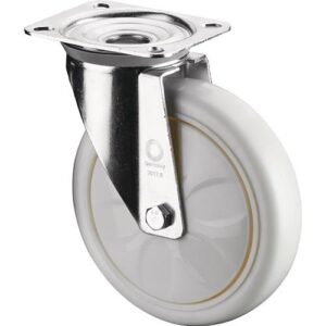 Lenkrolle - Lenkrolle D.100mm Trgf.300kg Ku.Platte L138xB110mm Farbe Rl.weiß BS ROLLEN – Bild 1