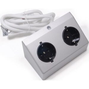 Doppel-Anbausteckdose - Doppel-Anbausteckdose 230 V Silberfarben L&S – Bild 1