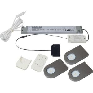 Anbauleuchten-Set - Anbauleuchten-Set Glaspoint emotion warmweiß 12V 0,8 W Rahmenfarbe VA L&S – Bild 1