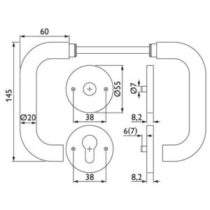 Teckwerk Antipanikdrückergarnitur - Antipanikdrückergarnitur NW-491 VA 60 TS 45-58mm PZ rd.DIN L/R TECWERK – Bild 3