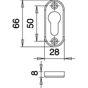 Schlüsselrosette - Schlüsselrosette 3393/0000 Alu.F1 Schildst.8mm PZ ov.EDI – Bild 3