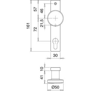 Schlosskasten-Knopf - Schlosskasten-Knopf 1317/7020 fest Alu.F1/naturf.4-KT.8mm EDI – Bild 3