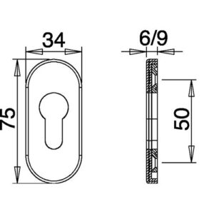 Schlüsselrosette - Schlüsselrosette 0813/6003 Alu.F12 Schildst.6mm PZ ov.EDI – Bild 3