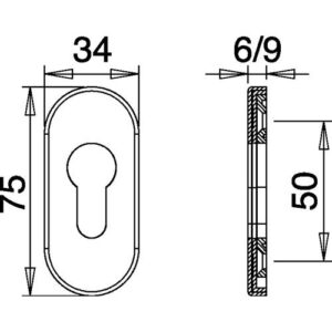 Feuerschutzcliprosette - Feuerschutzcliprosette 0813/6 VA EST Ovalrosette Profiltür EDI – Bild 3