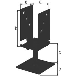 U-Pfostenträger - U-Pfostenträger 71x110x70x70xmm verzinkt,schwarz ku.-besch.z.Schr.GAH – Bild 3