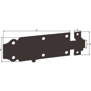 Schlossriegel - Schlossriegel L.120mm B.44mm ger.STA verzinkt,schwarz ku.-besch.GAH – Bild 3