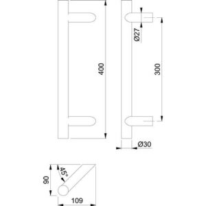 Stangengriff - Stangengriff E5012 VA Farb-Nr. F69 A. 300mm L.400mm schräg HOPPE – Bild 3
